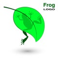 Logo with a frog on a bright green leaf. Royalty Free Stock Photo