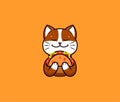 The logo funny cat eats taco. Cute animal, cartoon character, food logotype