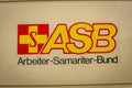 Logo of the German aid organization ASB / Arbeiter-Samariter-Bund on an ambulance