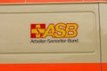 Logo of the German aid organization ASB / Arbeiter-Samariter-Bund on an ambulance