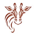 The logo of the giraffe is painted in brown, orange. Silhouette animal giraffe