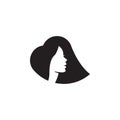 Logo Girl Face Woman Love Heart Business Beauty Vector Icon Silhouette valentine