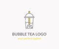 Logo. A glass of iced tea. Vector icon. Royalty Free Stock Photo