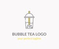 Logo. A glass of iced tea. Vector icon. Royalty Free Stock Photo