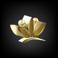 Logo gold 3D lotus people flower symbol of yoga vector image illustration graphic design