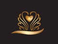 Logo gold lotus flower love heart vector Royalty Free Stock Photo