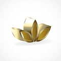 Logo gold lotus 3D flower teamwork symbol of yoga vector image illustration graphic design Royalty Free Stock Photo