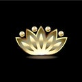 Logo gold lotus people flower spa symbol yoga vector image illustration graphic design