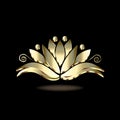 Logo gold lotus people flower symbol of yoga vector image illustration graphic design