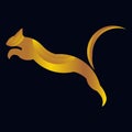 Tigers, lynx in a brown-yellow jump. Design for logo, decor, pictures, oceanarium, emblem, mascot, symbol, print on clothes