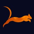 Tiger, orange-brick-colored lynx jumping. Design for logo, decor, pictures, oceanarium, emblem, mascot, symbol, print on clothes