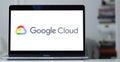 Laptop showing logo of Google Cloud Platform (GCP)
