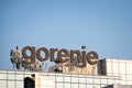 Logo of Gorenje on their main office in Belgrade. Gorenje is a Slovenian manufacturer of white goods, domestic appliances