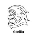 illustration of angry head gorilla with line art style. simple, minimal and creative concept Royalty Free Stock Photo