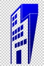 Logo Gradient Blue Perspective of Office or Hotel Building, at Transparent Effect Background