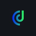 Logo gradient idea on dark background sgreen blue d letter b