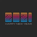 Logo 2021 gradient trendy monogram Happy New Year, maze lines linear creative typography design greeting card
