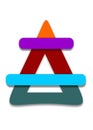 Logo Graphics Image Icon in form of Triangle and Two Strips on it