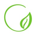 Logo of green leaf of tea. Ecology nature element vector icon. Eco vegan bio calligraphy hand drawn illustration Royalty Free Stock Photo