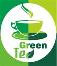 Logo green tea hot leaf