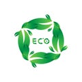 Logo with green tree leaf for world ecology nature. Flat Vector Illustration EPS10