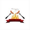 Logo grilled food: Barbecue with flames