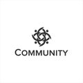 Logo Group simple abstract community flat black color design