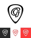 Logo for guitar store on different backgrounds