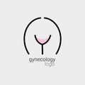 Logo of gynecology. Feminine form calling take care of your health and visit doctor regularly. Use as clinic logo icon