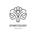 Logo gynecology flower in the shape of the female reproductive system for women health medical centers