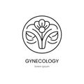 Logo gynecology flower in the shape of the female reproductive system for women health medical centers
