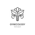 Logo gynecology flower in the shape of the female reproductive system for women health medical centers