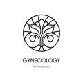 Logo gynecology flower in the shape of the female reproductive system for women health medical centers