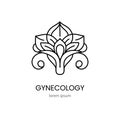 Logo gynecology flower in the shape of the female reproductive system for women health medical centers