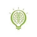 Logo with a half of light bulb and brain Royalty Free Stock Photo