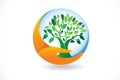 Logo hand care a tree icon vector Royalty Free Stock Photo