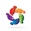 Logo hands 3D teamwork people in a circle shape icon vector Royalty Free Stock Photo