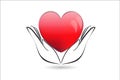 Logo hands holding a healthy heart icon vector Royalty Free Stock Photo