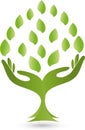 Logo, hands, leaves, Naturopaths Royalty Free Stock Photo