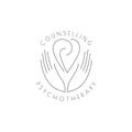 Logo - hands support the heart with spirals - a symbol of interaction, cooperation, support