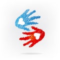 Logo handshake love hands icon vector illustration Royalty Free Stock Photo