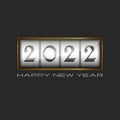 2022 logo happy new year display in gold frame on the dark background, hny holiday poster creative design