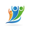 Logo happy people friendship successful and optimistic icon