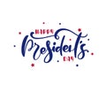 Logo Happy Presidents Day with stars and ribbon. Vector illustration Hand drawn text lettering for Presidents day in USA Royalty Free Stock Photo