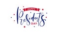 Logo Happy Presidents Day with stars and ribbon. Vector illustration Hand drawn text lettering for Presidents day in USA Royalty Free Stock Photo