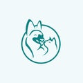 Logo of a Happy and Smiling German Shepherd and Cat in a Circle Royalty Free Stock Photo