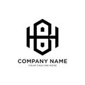 Logo HB or BH Hexagon, simple modern icon Initial with shape Hexagonal