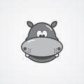 Logo with head of hippo in thin line style. Vector illustration