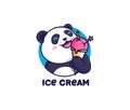 The logo head panda with ice cream. Food logotype