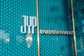 The logo on the headquarters of JYP Entertainment.